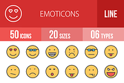 50 Emoticons Line Filled Icons
