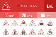 50 Traffic Signs Line Filled Icons