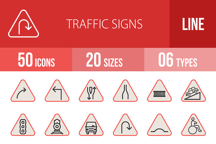 50 Traffic Signs Line Filled Icons in Graphics - product preview 8
