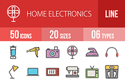 50 Home Electronic Line Filled Icons