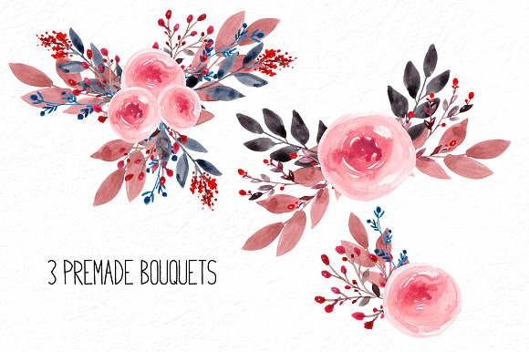 Romantic Peonies Clipart RB-03 in Illustrations - product preview 3