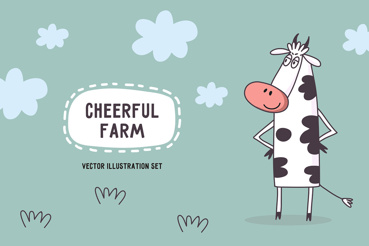 Vector set of Cheerful farm in Illustrations - product preview 8