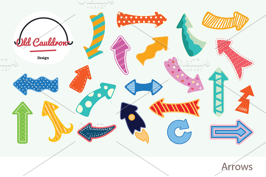 Colorful arrows clipart CL023 in Objects - product preview 8