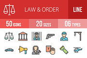 50 Law & Order Line Filled Icons