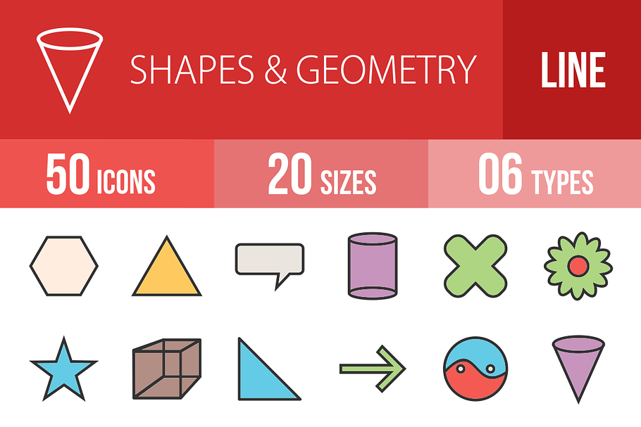 50 Shapes Geometry Line Filled Icons in Graphics - product preview 8