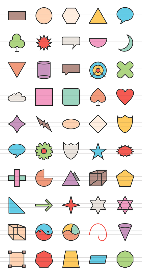 50 Shapes Geometry Line Filled Icons in Graphics - product preview 1