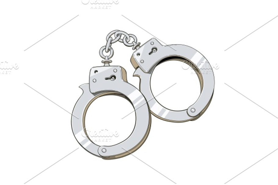 Iron handcuffs for criminal in Illustrations - product preview 8