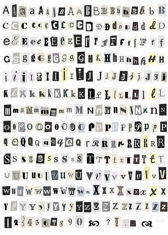 Newspaper Alphabet 275 symbols in Illustrations - product preview 1