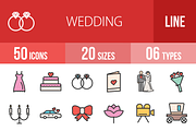 50 Wedding Line Filled Icons