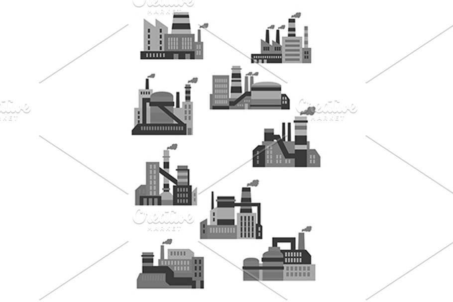 Flat plants and factories icons in Graphics - product preview 8