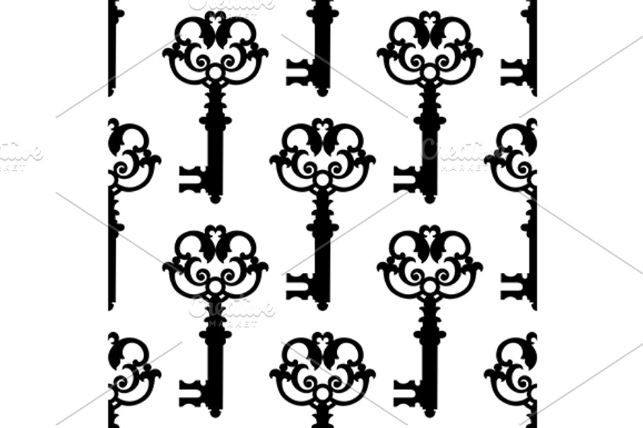 Vintage black keys seamless pattern in Graphics - product preview 8