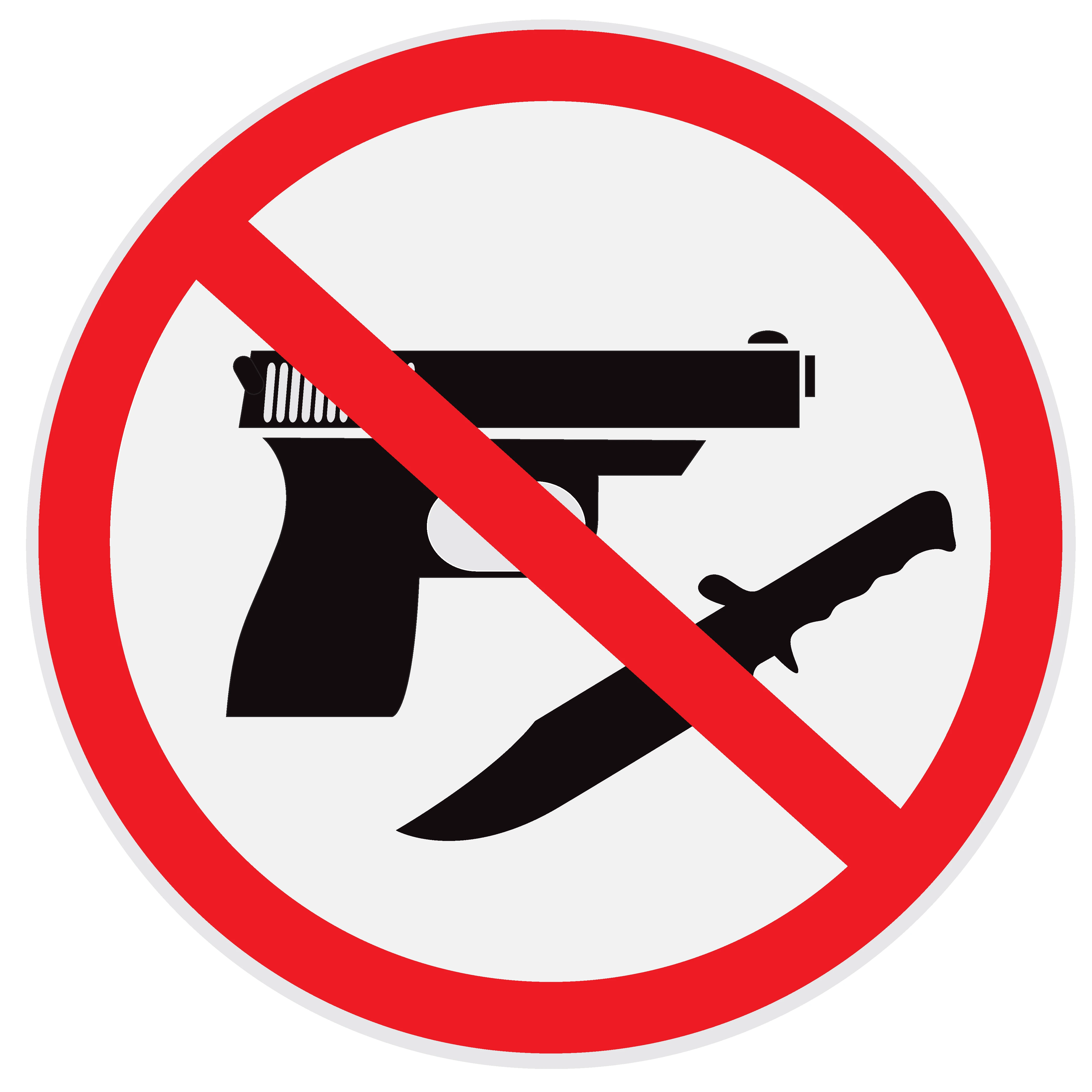 No weapon allowed, prohibited, sign CustomDesigned Illustrations