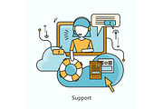 Support Icon Flat Design Concept