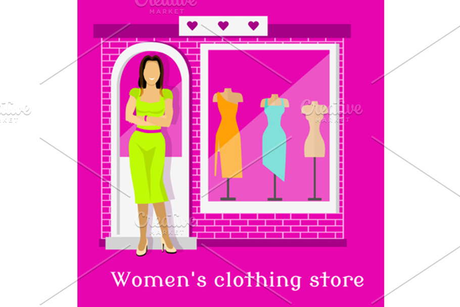 Woman Clothing Urban Store Design in Illustrations - product preview 8