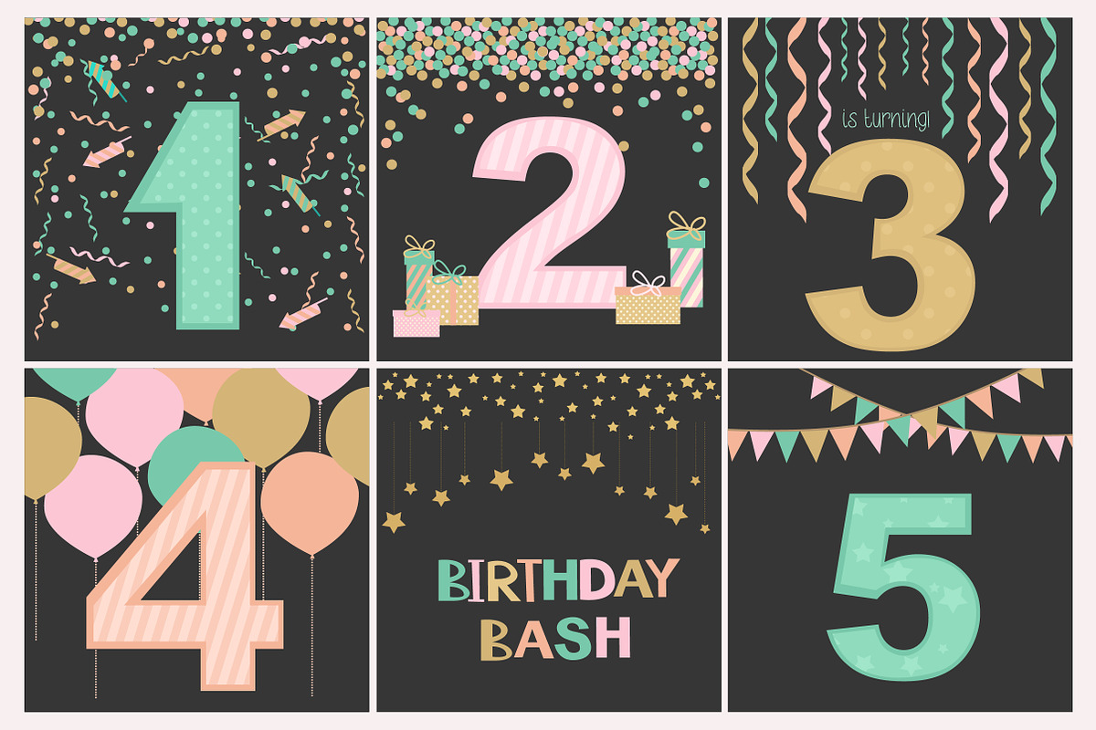 Birthday set of greeting elements in Objects - product preview 8