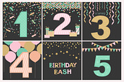 Birthday set of greeting elements