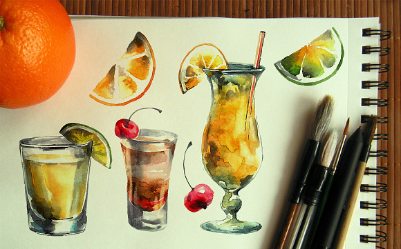 Cocktail drinks in Illustrations - product preview 2