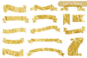Gold Foil Ribbon Banners Clipart