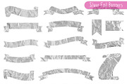 Silver Foil Ribbon Banners Clipart