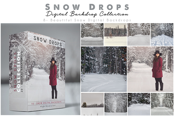 8 - Digital Backdrops - Snow Drops in Objects - product preview 1