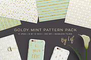 Gold Mint Digital Paper Patterns