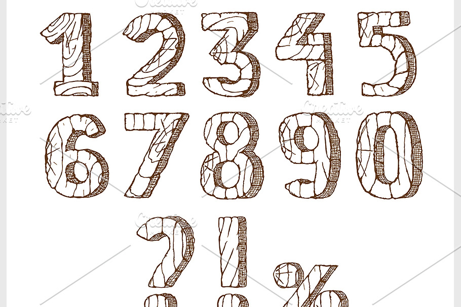 Wooden numbers set in Fonts - product preview 8