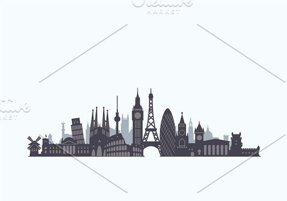 Europe skyline in Illustrations - product preview 2