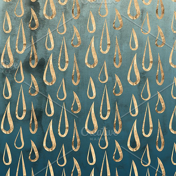 Midnight Dewdrops Watercolor & Gold in Patterns - product preview 2