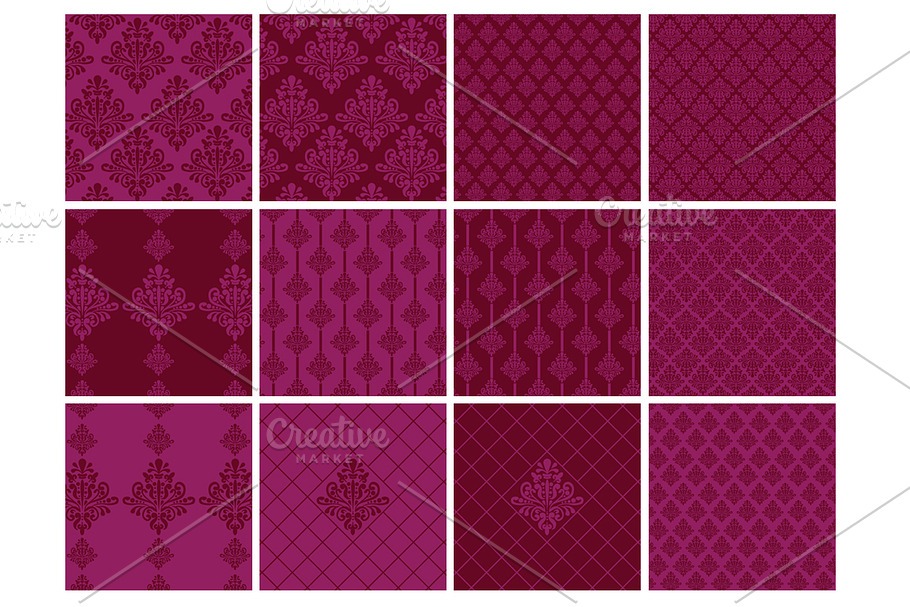 Pink Damask 12 Pattern Set in Patterns - product preview 8