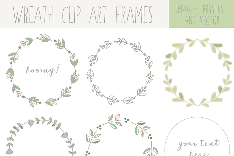 Handdrawn Laurel Wreath Clip Art in Illustrations - product preview 8