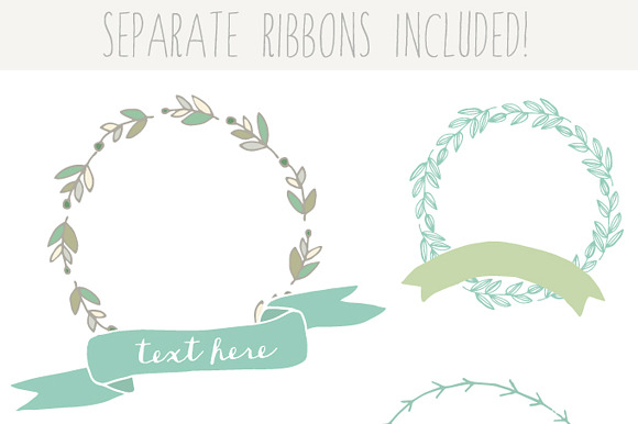 Handdrawn Laurel Wreath Clip Art in Illustrations - product preview 3