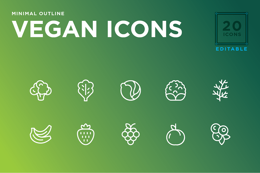 Minimal Vegan icon set in Food Icons - product preview 8