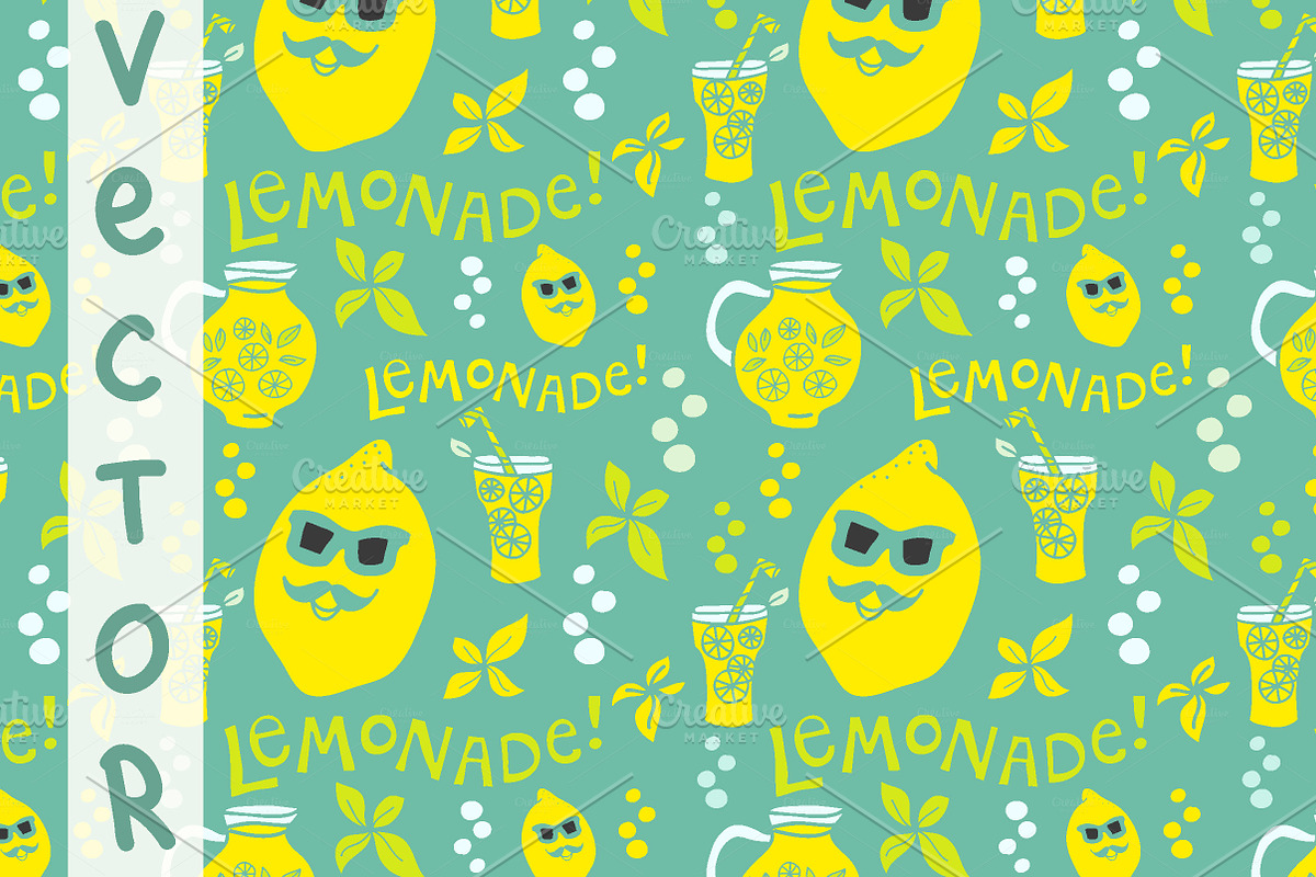 Lemonade pattern. Vector. in Patterns - product preview 8