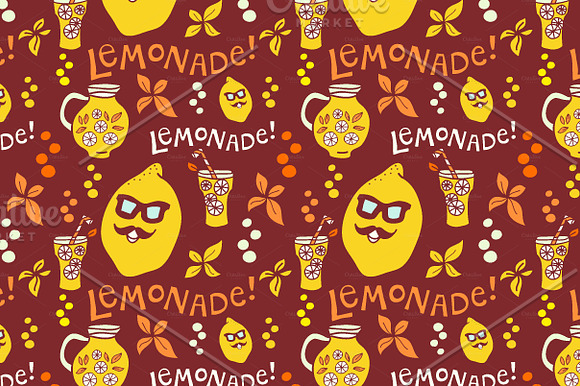Lemonade pattern. Vector. in Patterns - product preview 1