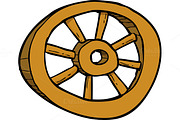 Cartoon wooden wheel doodle