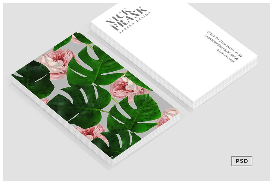 Monstera Rose Pattern Business Card