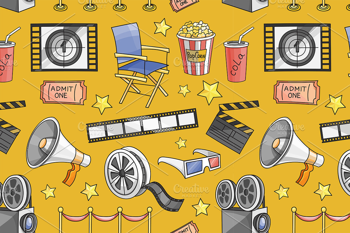 Doodle pattern cinema in Patterns - product preview 8