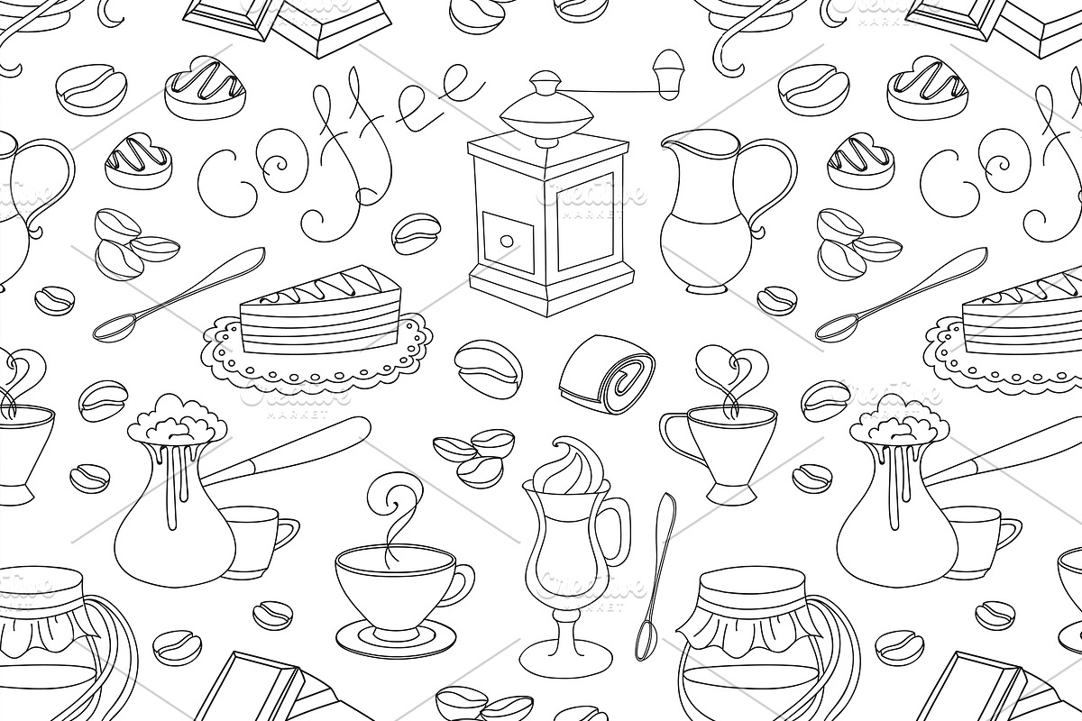 Doodle pattern coffee in Patterns - product preview 8