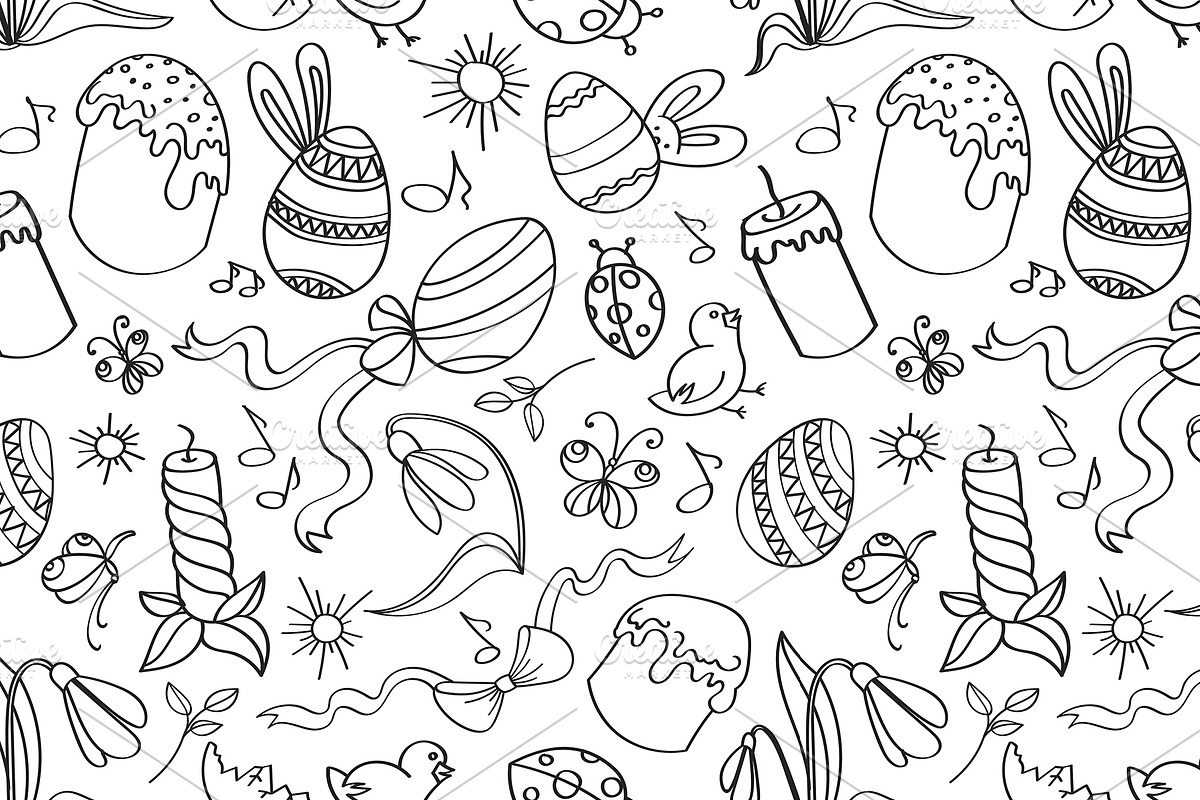 Doodle pattern easter in Patterns - product preview 8