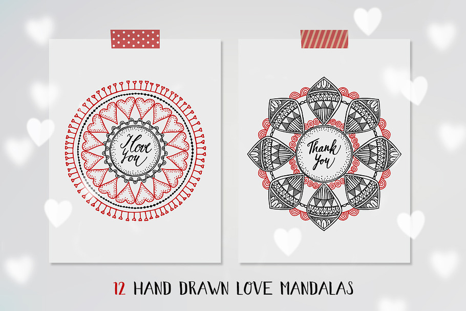 Hand drawn Love Mandalas