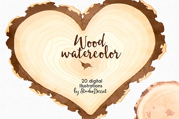 Watercolor Wood Graphics in Illustrations - product preview 3