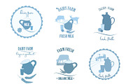 Milk farm label, logo, icons set