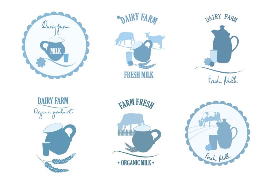 Milk farm label, logo, icons set