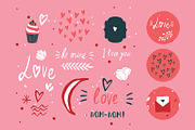 Valentines Day hand drawn elements