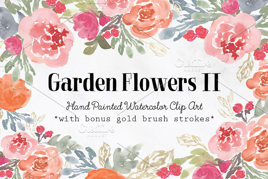 Garden Flowers II Watercolor Clipart in Illustrations - product preview 8