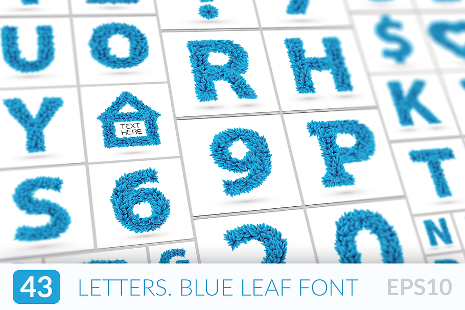 Blue frozen leaves font in Fonts - product preview 8