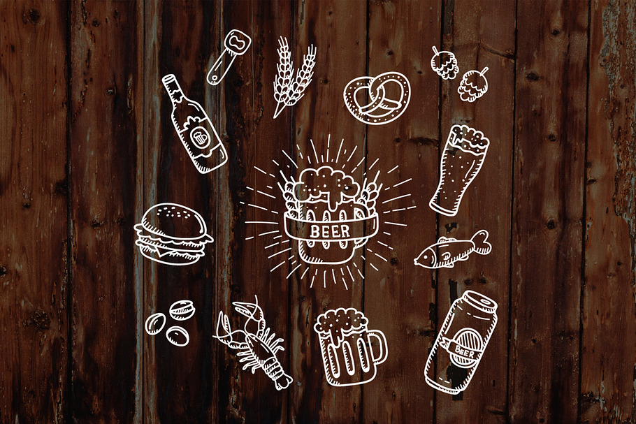 Beer icons - Hang Drawn