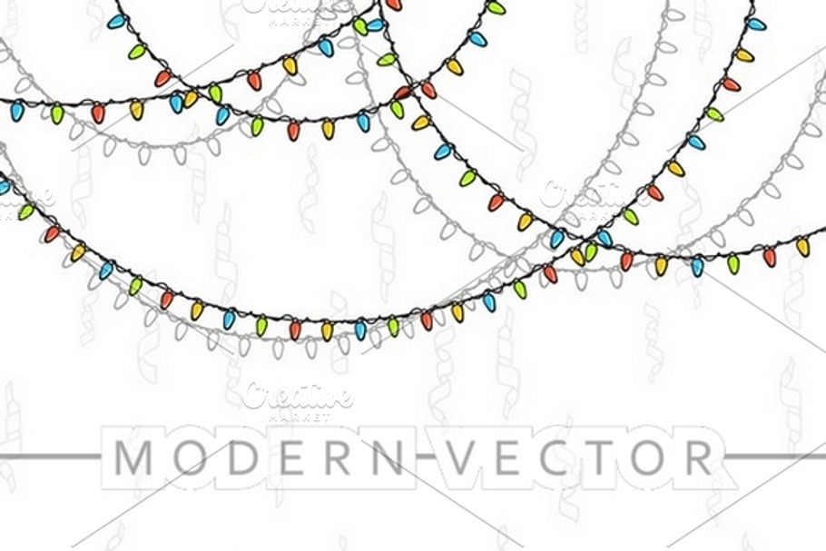 Background with doodle garland in Illustrations - product preview 8
