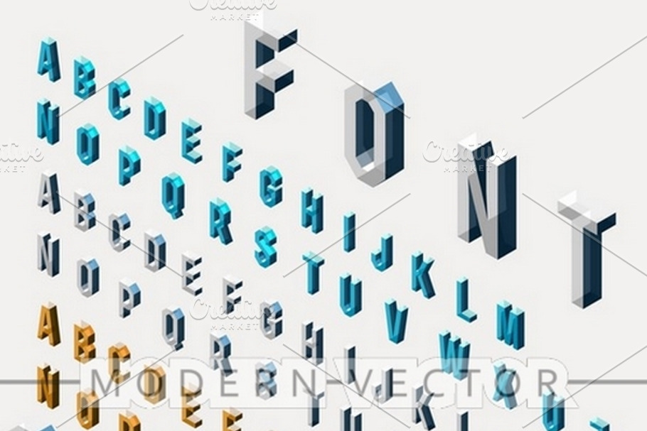 Isometric realistic glass font in Objects - product preview 8