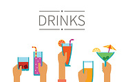 Drinks background flat style
